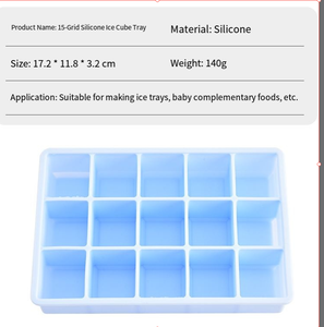 15-24-Cell Eco-Friendly Reusable <strong>Silicone</strong> Ice Cube Tray Lid Home Use Anti-Odor <strong>Antibacterial</strong> Fresh-Keeping Square Compartment - Product Image 4