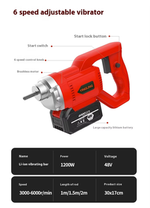 Vibrator beton litium tanpa sikat industri, kapasitas besar, Poker bergetar listrik portabel untuk semen & Mortar - Product Image 3
