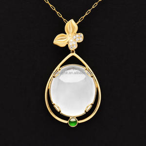 Qingyabailu Feicui Natural Crystal Egg Noodles <b>Ice</b>-grade Jadeite Women's Collar <b>Chain</b> Jade A-class Pendant Classic Style - Product Image 1