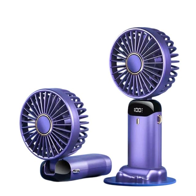 Portable Handheld Fan with LED Display 90° Foldable 5 Speed Hand Held Neck Desk 3 in 1 Personal Small Fans Makeup Fan for Women