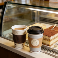 Gobelets en carton personnalisables avec impression de logo pour café à emporter, 8oz, 12oz, 16oz, à double paroi, jetables, pour café chaud