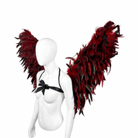 Ailes d'ange de luxe faites à la main en plumes de poulet rouges pour costume de carnaval, spectacle de danse Samba, spectacle sur scène, cosplay, tenue de festival