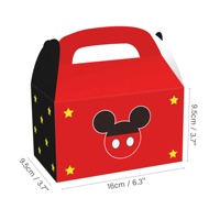 Huancai 12 boîtes à friandises en papier rouge, jaune et noir avec motif Mickey, pour gâteaux, cadeaux, friandises, pour les fournitures de fête d'anniversaire des enfants