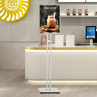 Enseigne LED mince en verre trempé à deux pôles pour restaurant, affiche de menu sur pied, boîte à lumière pour affichage publicitaire