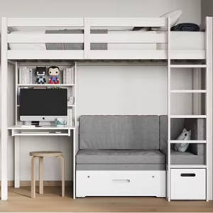 Solid Wood Bunk Bed With Storage <b>Drawers</b> And <b>Desk</b> Bunk Bed Twin Over Full Size With Storage Wood - Product Image 2