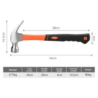 Marteau à griffes en acier au carbone de haute qualité 8/16/24OZ avec poignée TPR Portable pour le travail du bois OEM personnalisable