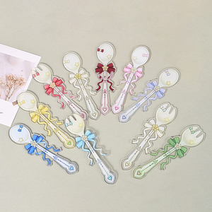 Custom New Creative Acrylic Transparent Cartoon Girl Heart Bow Badge Display Stand Card Stick <b>Millet</b> Photo Friend Gift - Product Image 1