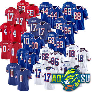 American Football Shirts 17 Josh Allen 0 Coleman 4 James Cook 86 Kincaid 18 Cooper 88 Knox VP Limited Gestikte Shirts Top - Product Image 1