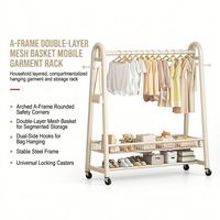 Meilleures ventes : Porte-vêtements autoportant portable en maille blanche crème à largeur fixe, organisateur roulant pour petit appartement