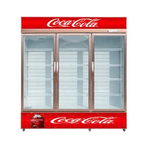 슈퍼마켓 1000L 수직 유리제 문 공기 냉각 전시 냉각기 음료 맥주 꽃 상업적인 진열장 냉장고
