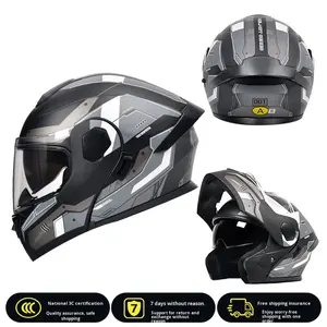 หมวกกันน็อคไฟฟ้าแบบใหม่ วัสดุ ABS สำหรับผู้ชายและผู้หญิง  สำหรับรถจักรยานยนต์  ปลอดภัย ใช้ได้ทุกฤดู  แบบเต็มใบ  ได้รับการรับรองมาตรฐาน 3C/DOT  แบบเปิดคางได้ - Product Image 2