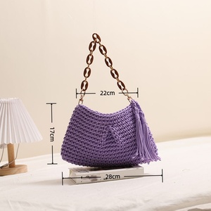 Nuova Borsa da <span class=keywords><strong>Spiaggia</strong></span> alla Moda per Signore, Borsa a Tracolla Intrecciata a Mano in Corda di Cotone con Chiusura a Cerniera, Bellissima Borsa a Tracolla da <span class=keywords><strong>Spiaggia</strong></span> - Product Image 6