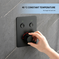 Robinet de douche thermostatique LESUN noir mat poli avec 3 poignées, design moderne pour appartement et hôtel