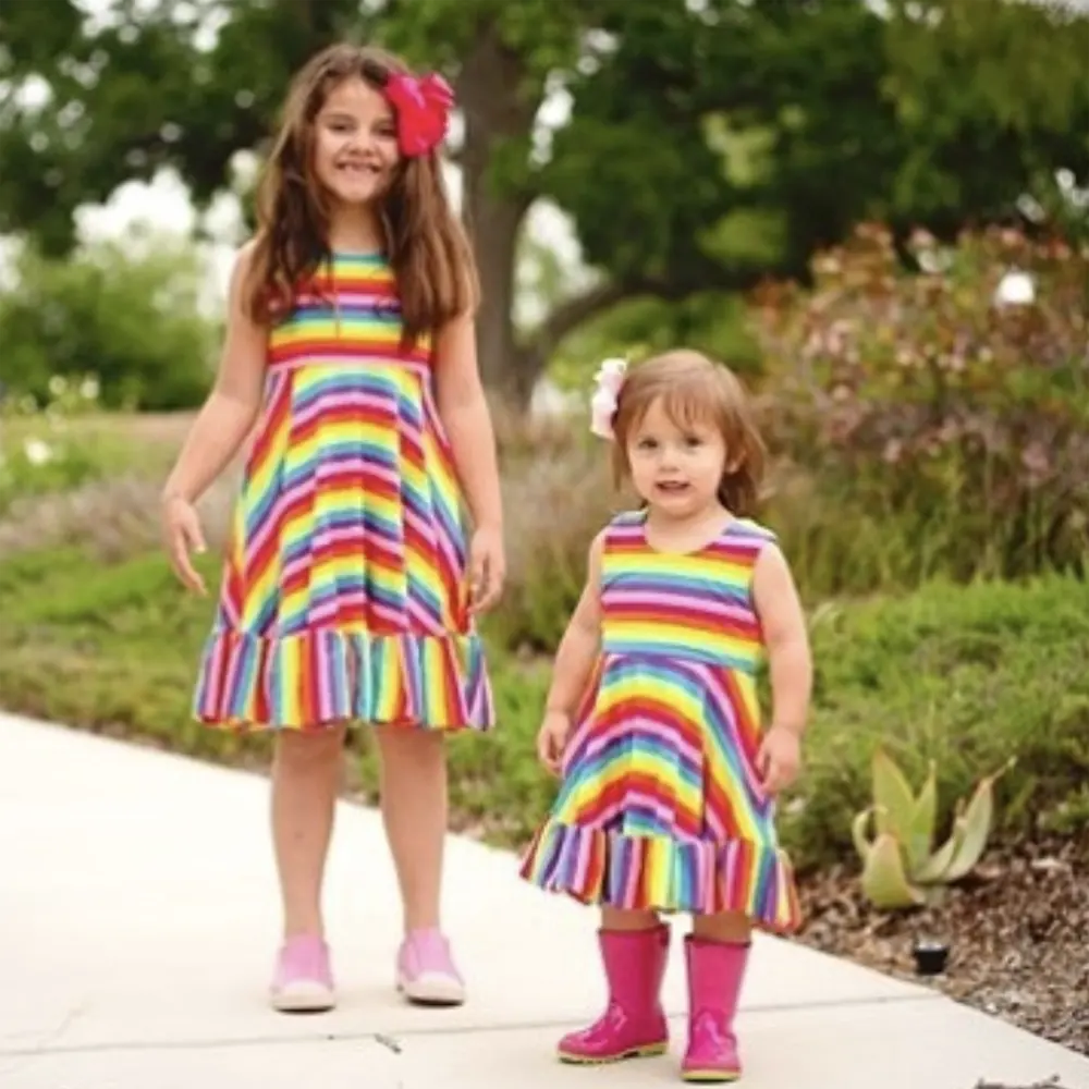 Roupas verão meninas conjuntos criança duas peças conjunto bebê luxo boutique arco-íris impressão tween menina roupas