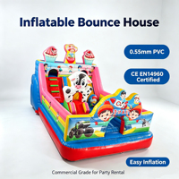 Château gonflable commercial avec toboggan, thème animaux de la ferme pour enfants, aire de jeux gonflable en PVC Plato de 0,55 mm