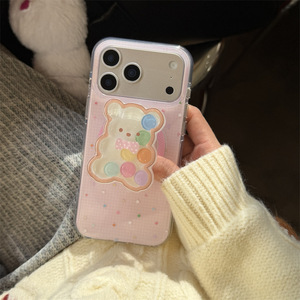 เคสโทรศัพท์ลายสก็อตสีชมพู ลายดาว ลูกกวาด และหมี พร้อมฝาปิดแม่เหล็กสำหรับ iPhone 17 Pro Max 16 15 14 - Product Image 2