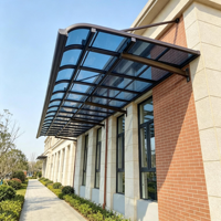 Auvent de terrasse en polycarbonate courbé de type R en aluminium, imperméable, avec gouttière intégrée, protection contre la pluie et les UV, pour terrasse et balcon
