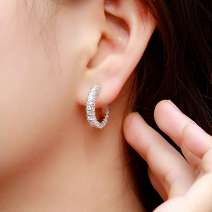 Rhodium Plated White and Green CZ Gold Plated <strong>Hoop</strong> <strong>Earrings</strong> <strong>Tiny</strong> Zircon <strong>Hoop</strong> <strong>Earrings</strong> for Brides Wedding Dancing Party Jewelry - Product Image 2