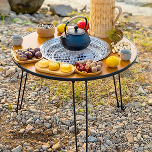 Table de barbecue pliable sans fumée, portable, ronde, pour usage extérieur, avec revêtement émaillé, pour cour et maison - Product Image 3