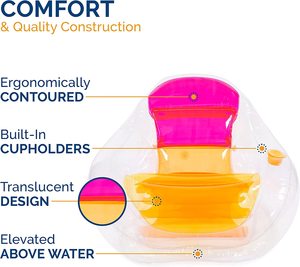 เก้าอี้เอนกายเป่าลมแบบโปร่งแสงสำหรับผู้ใหญ่,ที่วางหลังทำจากยางให้พองได้สำหรับผู้ใหญ่ - Product Image 3