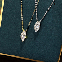925 argent 5x10mm 1.0ct Simple chevaux oeil coupe Moissanite pendentif collier femmes minimaliste Alien os chaîne collier pour femmes