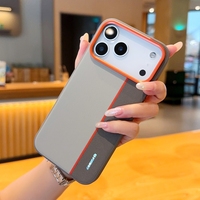 Coque de téléphone pour iPhone 18 Pro Max, cadre d'objectif métallique, texture givrée, style professionnel, blocage de couleur, simili cuir 17 16 15