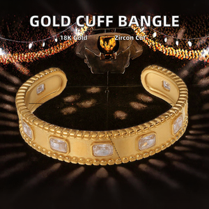 กำไลข้อมือเด็กทรงสี่เหลี่ยมประดับเพชรซิร์คอน สไตล์วินเทจ ชุบทอง 18K บนสแตนเลสสตีล 316L เหมาะสำหรับเป็นของขวัญวันครบรอบ - Product Image 2