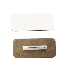 Precio de fábrica Sublimación Espacios en blanco Logotipo personalizado Botones de <span class=keywords><strong>MDF</strong></span> blanco brillante Insignias de nombre imprimibles Redondas con Pin - Product Image 6