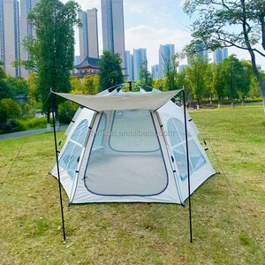 Tente de camping familiale hexagonale portable multi-personnes à ouverture rapide avec 2 portes et <span class=keywords><strong>4</strong></span> fenêtres - Product Image 2