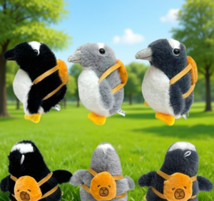 Zaino in peluche a forma di pinguino carino da 10 cm, giocattolo di peluche per bambini, regalo unisex con design a faccia di orso - Product Image 2