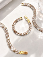 Bracelet tendance en zircon pavé avec fermoir tennis, en acier inoxydable 316L plaqué or PVD 18K, inaltérable, pour usage quotidien et soirées, vente en gros