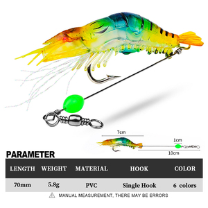 Haute qualité 6 couleurs appâts artificiels crevettes <span class=keywords><strong>leurre</strong></span> <span class=keywords><strong>souple</strong></span> 70mm 5.8g PVC matériel en plastique <span class=keywords><strong>souple</strong></span> crevettes crevettes <span class=keywords><strong>pour</strong></span> la pêche de fin de soirée - Product Image 2