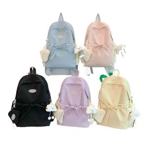 Sac à dos de couleur unie de style coréen pour femmes du premier cycle du secondaire Sac à dos de grande capacité pour étudiants légers Étudiants - Product Image 2