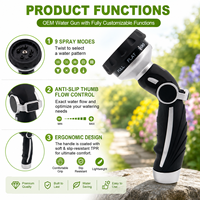 Pistola de Agua para Jardín SUNSHINE con 9 Patrones de Rociado, Boquilla Antideslizante con Control de Flujo, Mango Ergonómico de Aleación de Zinc y TPR, Venta al Por Mayor OEM/ODM
