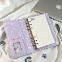 Nouveau carnet A6 violet à motif étoilé, couverture en polyuréthane à feuilles mobiles, style Instagram, super mignon, parfait pour les étudiants, journal