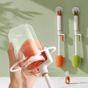 Household 3 in 1 Cup Cleaning Tpr Material Gap Water <strong>Bottle</strong> Cleaner <strong>Bottle</strong> Sponge <strong>Brush</strong> With Straw <strong>Brush</strong> Replacement Head - Product Image 1