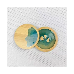 Modern and simple bamboo and resin coasters are designed with rich and different colors of resin