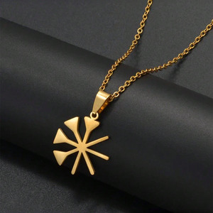 Fabricante Mayorista de Collares de Cadena con Eslabones Chapados en Oro de 18K con Amuleto Yezidi Lalish, Colgante de Acero Inoxidable Plateado con Signo Yazidi - Product Image 2