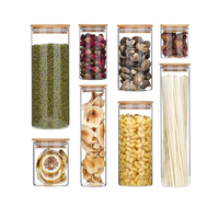Bocaux de Conservation en Verre Borosilicate pour Aliments, Couvercles en Bois, Hermétiques, pour Voyage, Tailles 65mm/85mm/100mm, Soufflés à la Main