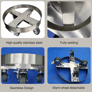 ポータブル手動丸型ドラムトロリー ステンレス鋼製完全溶接フレーム 移動式キャスタートロリー 耐荷重300KG・400KG - Product Image 4