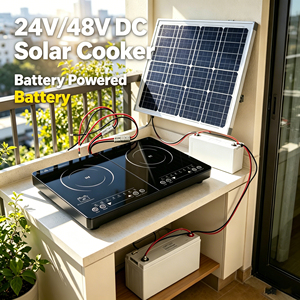 24V/48V 直流便携式触摸控制双灶电磁炉 - 电池供电，适用于房车、露营车、户外和家庭使用 - Product Image 1