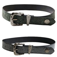 Ceinture Y2K pour femme, ceinture de créateur, motif floral vintage en relief, boucle ardillon antique, en cuir PU, accessoire de taille pour le travail ou les jeans
