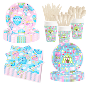 Juego de Vajilla Desechable DAMAI con Temática de Circo, Decoración para Fiestas, Juego de Vajilla Desechable con Plato de Papel y Servilleta de Papel - Product Image 1