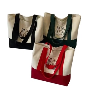 FS Dynertek Custom Logo Large Capacity Cotton Canvas Tote <b>Shopping</b> <b>Bag</b> <b>Reusable</b> with Handle and Letter Pattern - Product Image 4
