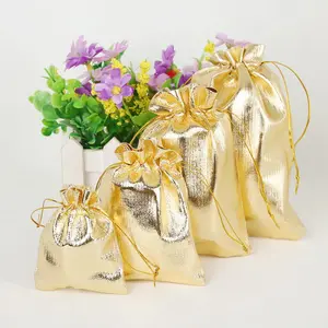 Gold Drawstring Mini Small Gift Bag Jewelry Pouches For Wedding Party Favor Gift Candy Bags