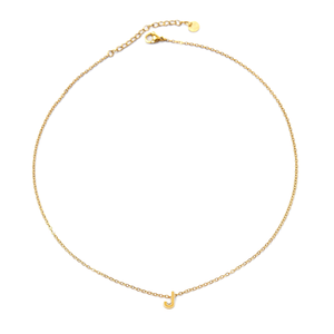Collier pendentif en acier inoxydable 316L plaqué or PVD, initiale J, bijoux fins - Product Image 2