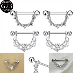 Nuevo Anillo de Pezón de Encaje de Titanio F136 con Zirconia, Venta al por Mayor, 14g, Antialérgico, Anillo de Diafragma, Piercing Sexy para el Seno - Product Image 1
