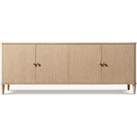Buffet moderne en bois massif chêne clair à 4 portes, meuble de salle à manger pour hôtel, armoire de rangement