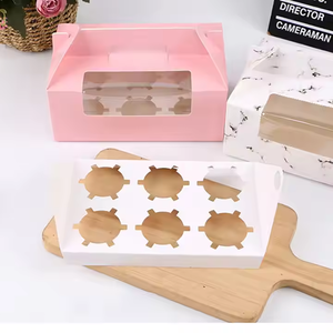 Venta al por mayor de papel para entrega de pasteles caja para llevar postre caramelo cartón embalaje de papel caja para llevar con manija de ventana de PVC transparente - Product Image 4