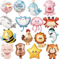 Ballons en aluminium mignons en forme d'animaux de dessin animé : Requin, Crabe, Baleine, Méduse, Abeille, Chat, Lion, Crocodile – Décoration de fête sur le thème de la jungle et de la mer pour anniversaire